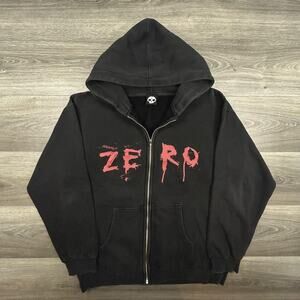 Zero Skateboarding Hoodie Mens large Black Full Zip Sweatshirt Skate Blood Y2K